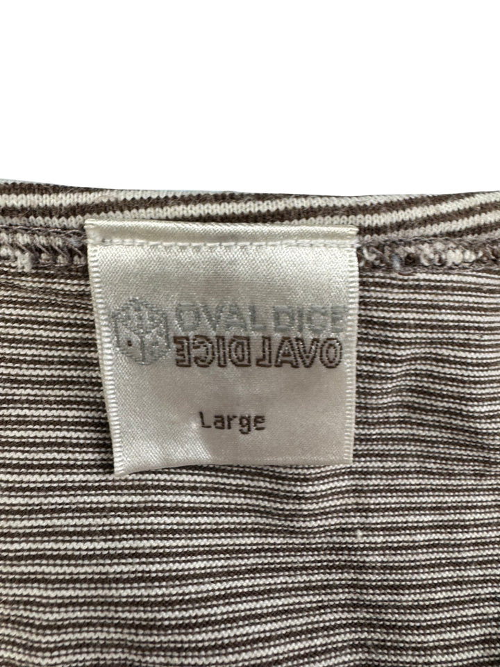 Oval Dice Beige Short Sleeve Button Top - M