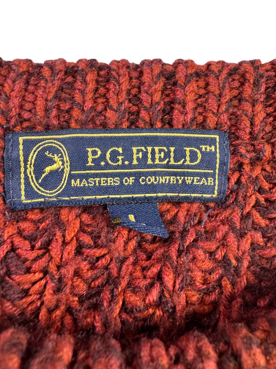 P.G. Field Red Knit Sweater - L - Think Vintage ltd