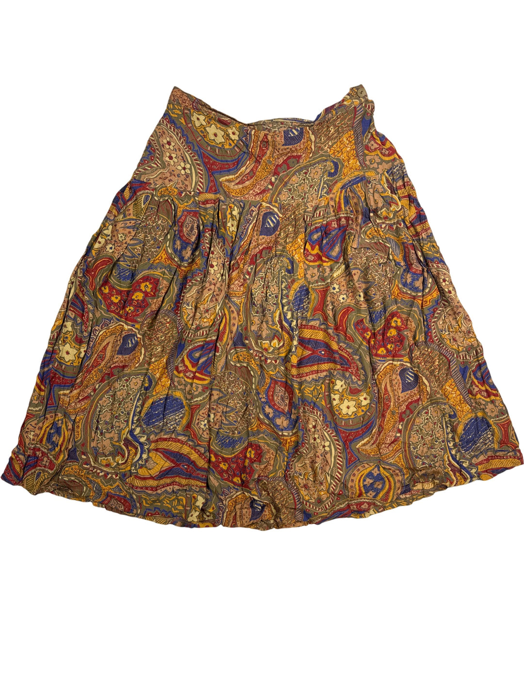 Paisley Patterned Flared Skirt - L - Think Vintage