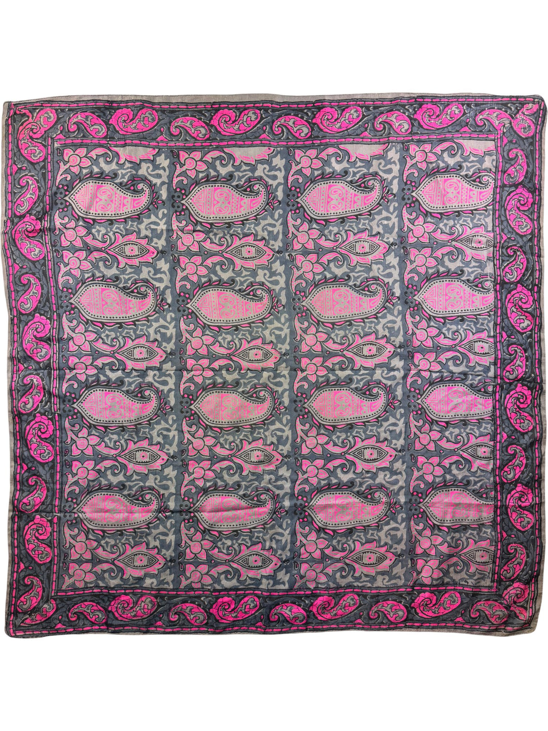 Paisley Patterned Pink and Grey Bandana - Think Vintage Online Ltd