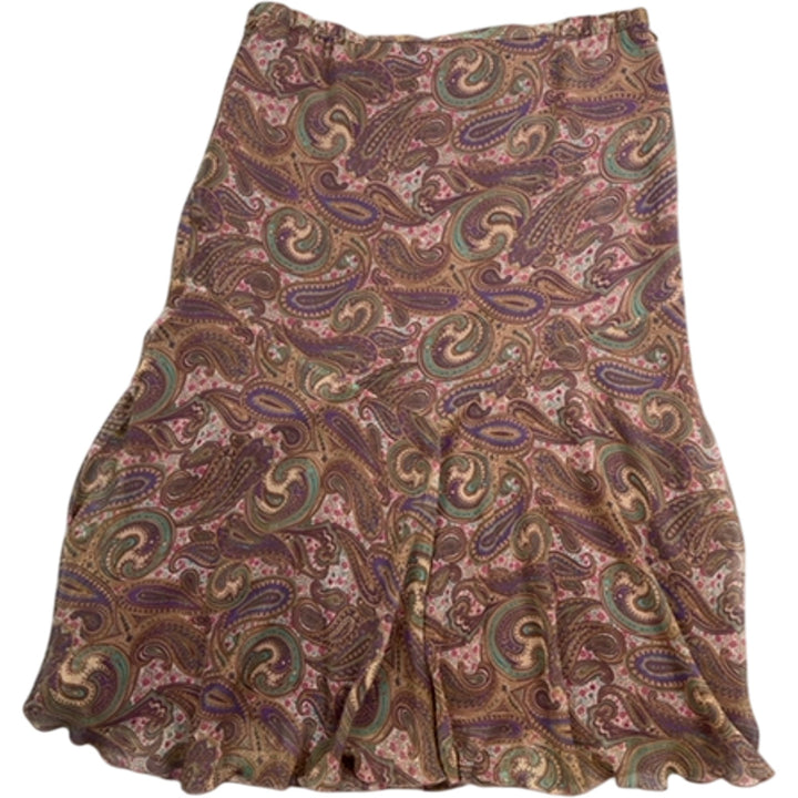 Paisley Pleated Midi Skirt - XL - Think Vintage