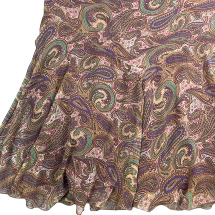 Paisley Pleated Midi Skirt - XL - Think Vintage