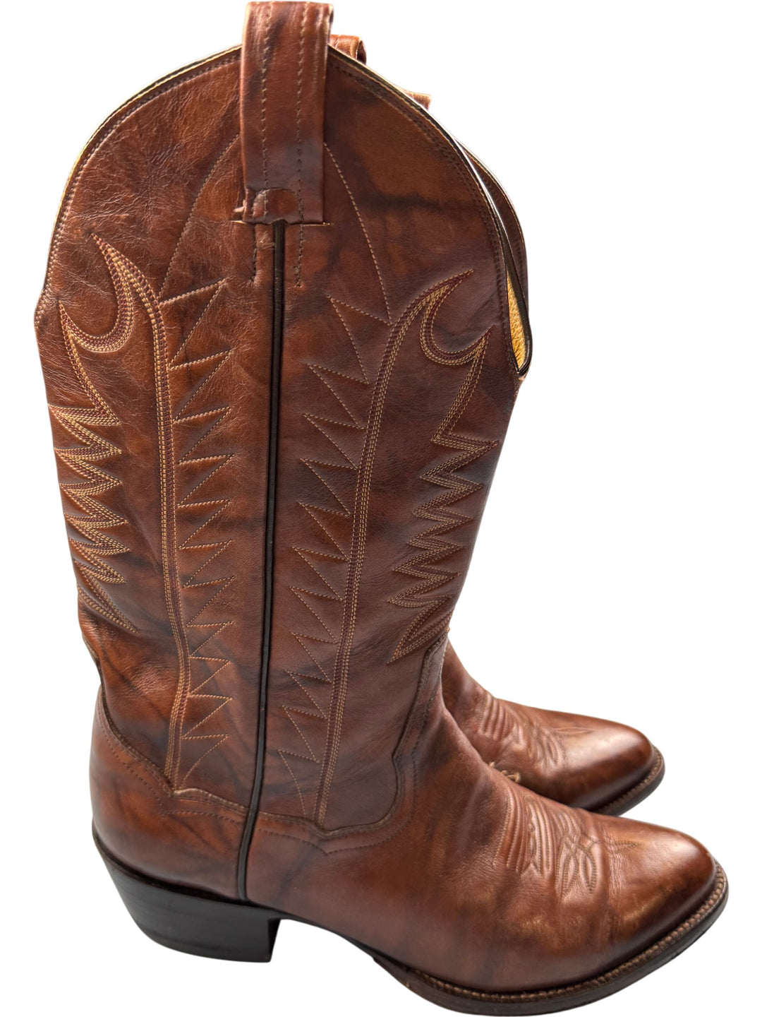 Panhandle Slim Brown Leather Cowboy Boots - 10.5 - Think Vintage Online Ltd