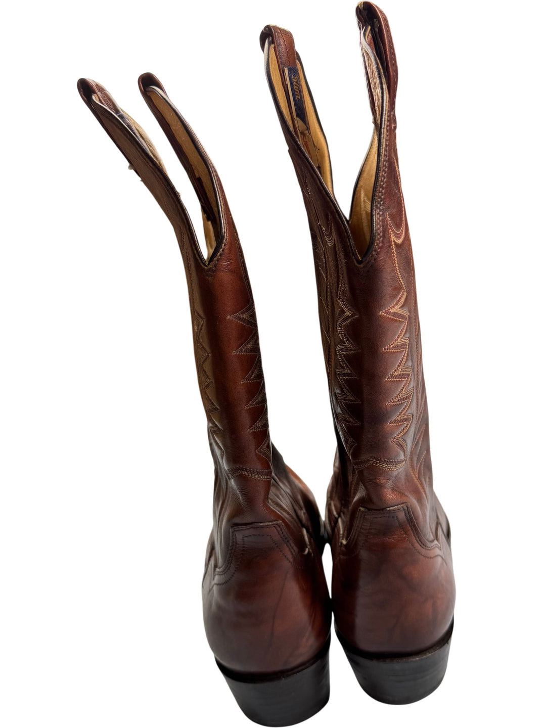 Panhandle Slim Brown Leather Cowboy Boots - 10.5 - Think Vintage Online Ltd