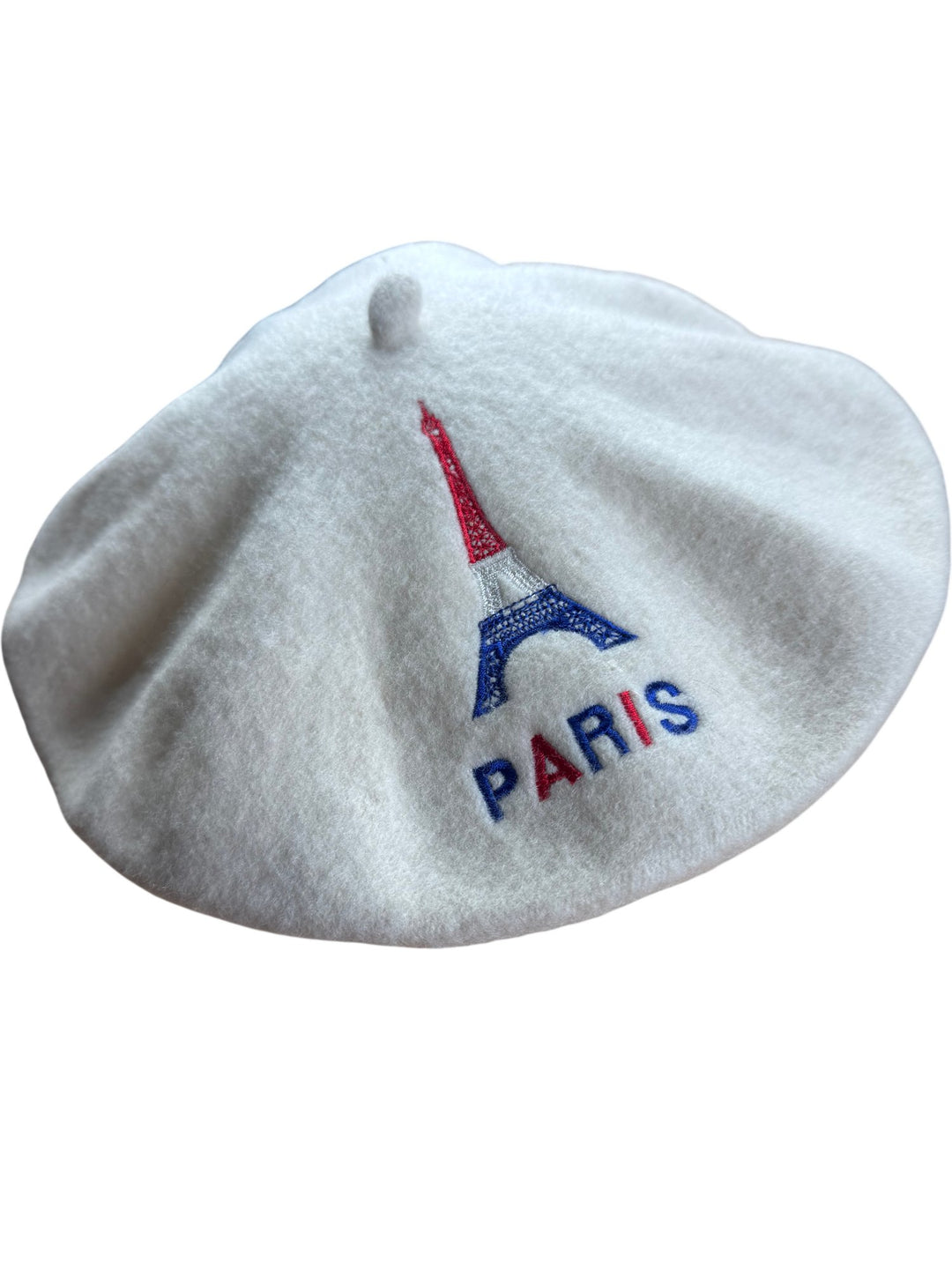 Paris Embroidered White Beret - Think Vintage ltd