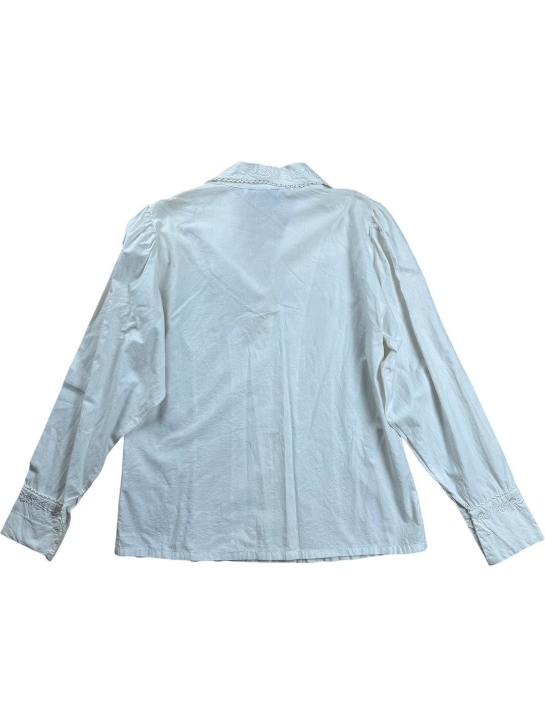 Past Times White Long Sleeved Blouse - M - Think Vintage ltd