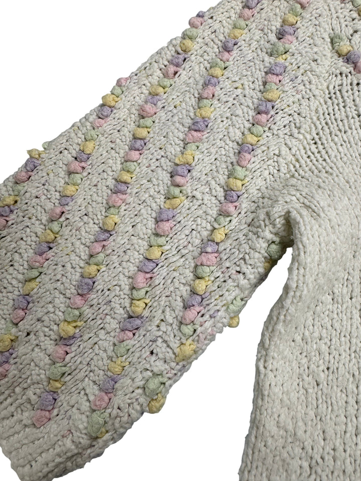 Pastel Bubble Sleeve Sweater - M - Think Vintage