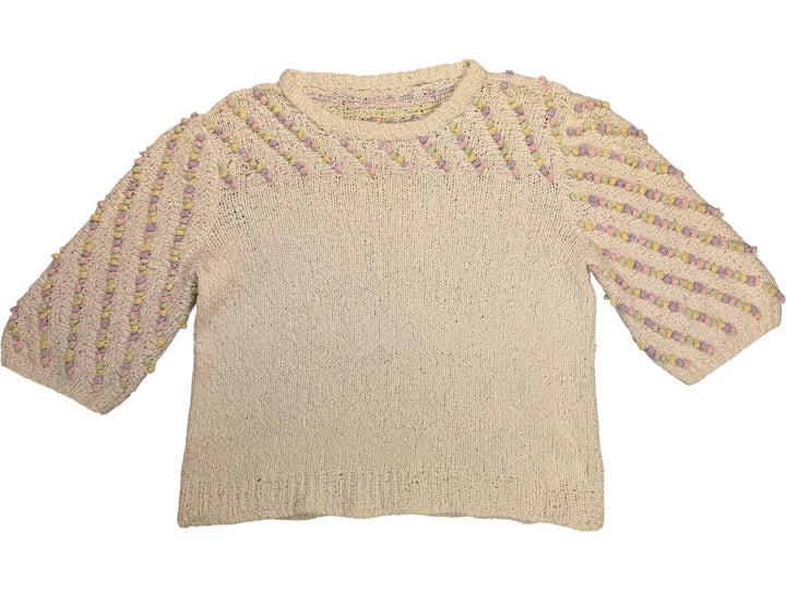 Pastel Bubble Sleeve Sweater - M - Think Vintage