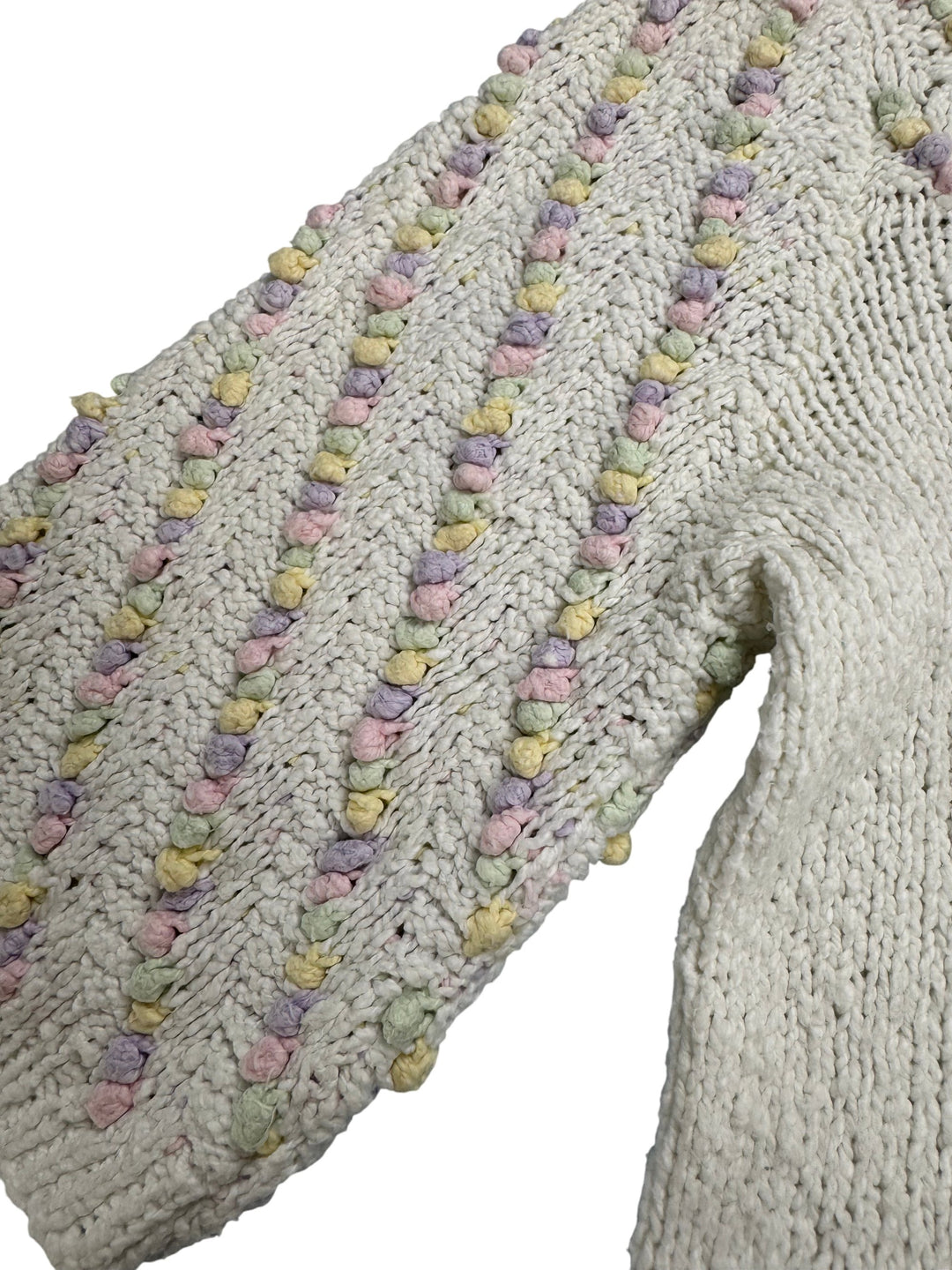 Pastel Bubble Sleeve Sweater - M - Think Vintage