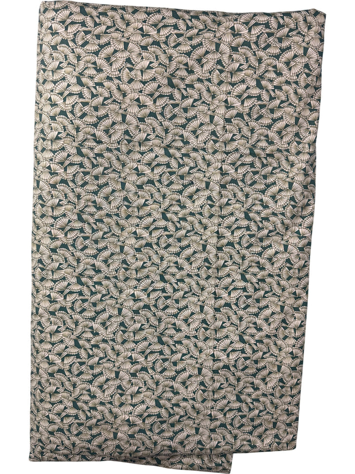 Patterned Green Fabric Material - Think Vintage