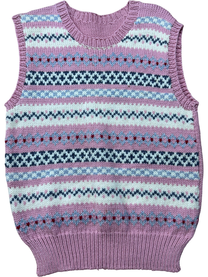 Patterned Knit Sweater Vest - S