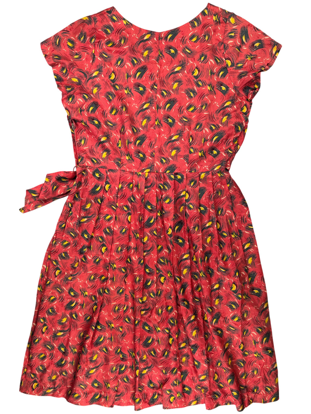Patterned Short Sleeve Dress - L - Think Vintage