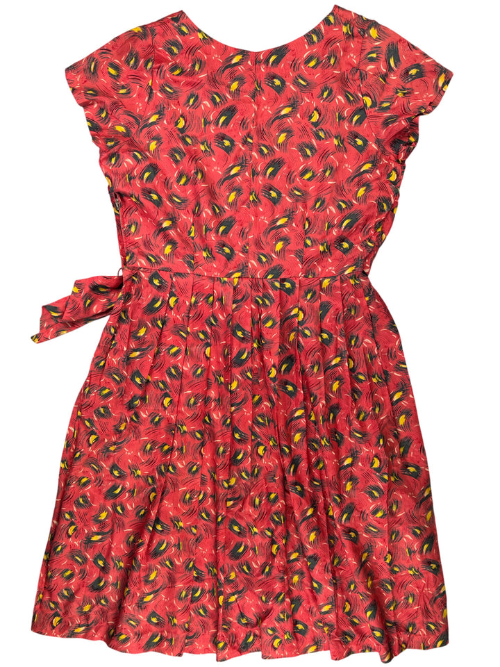 Patterned Short Sleeve Dress - L - Think Vintage Online Ltd