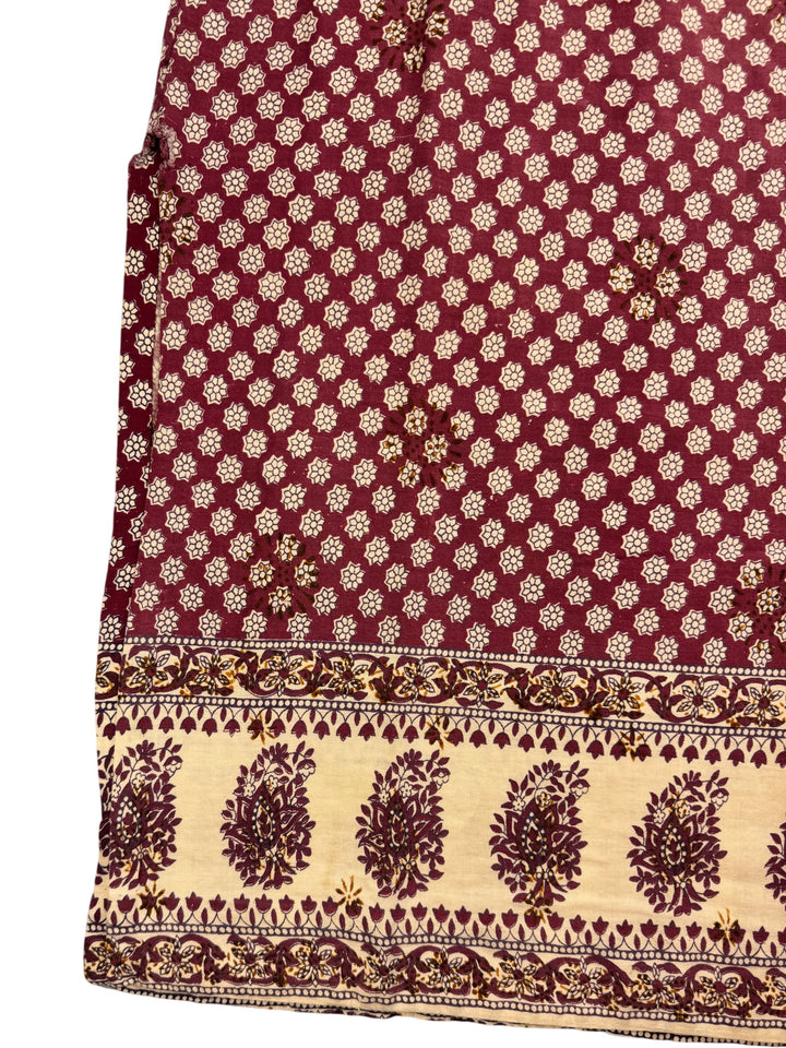 Patterned Sleeveless Dress with Floral Border - L - Think Vintage Online Ltd