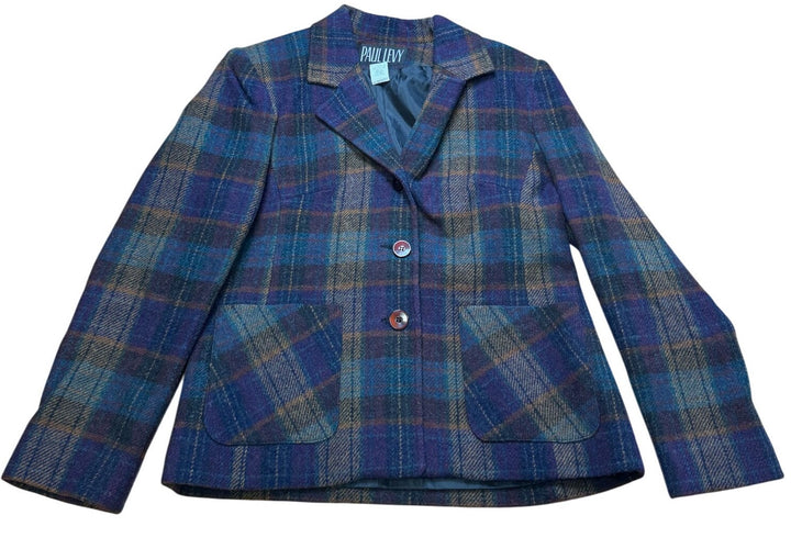 Paul Levy Plaid Wool Blend Jacket - S