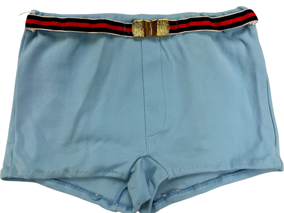 Pegasus Blue Belted Shorts - XS - Think Vintage
