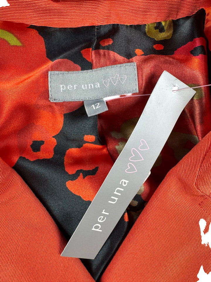 Per Una Orange Double Breasted Coat - M