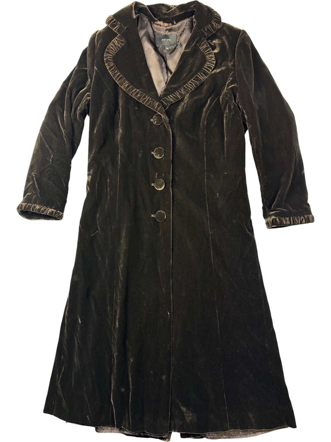 Per Una Velvet Long Coat - M - Think Vintage ltd