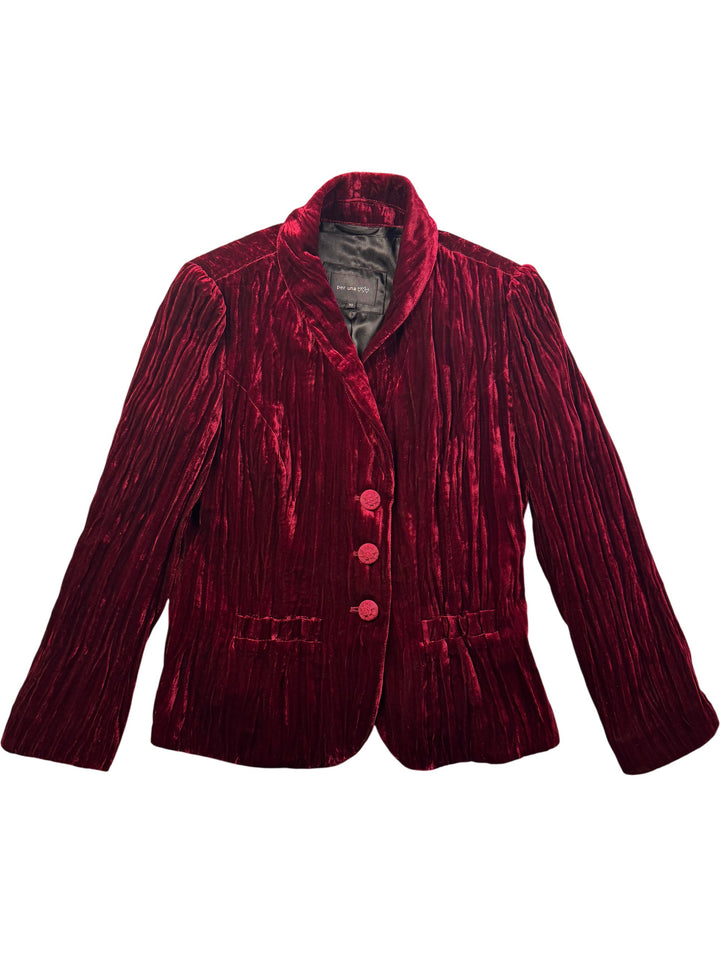 Per Una Wine Red Crushed Velvet Jacket - M - Think Vintage ltd