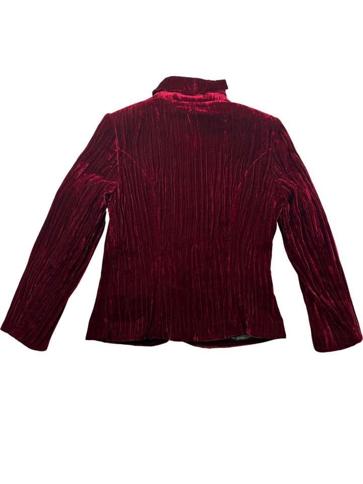 Per Una Wine Red Crushed Velvet Jacket - M - Think Vintage ltd