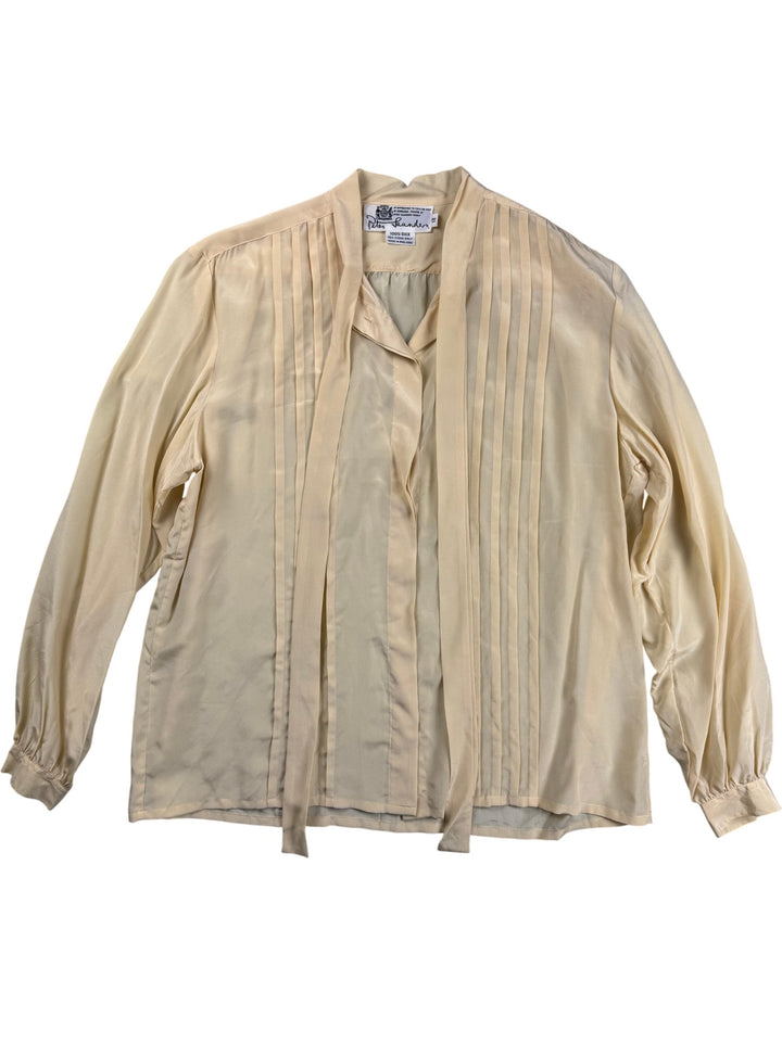 Peter Saunders Ivory Silk Blouse - L - Think Vintage ltd