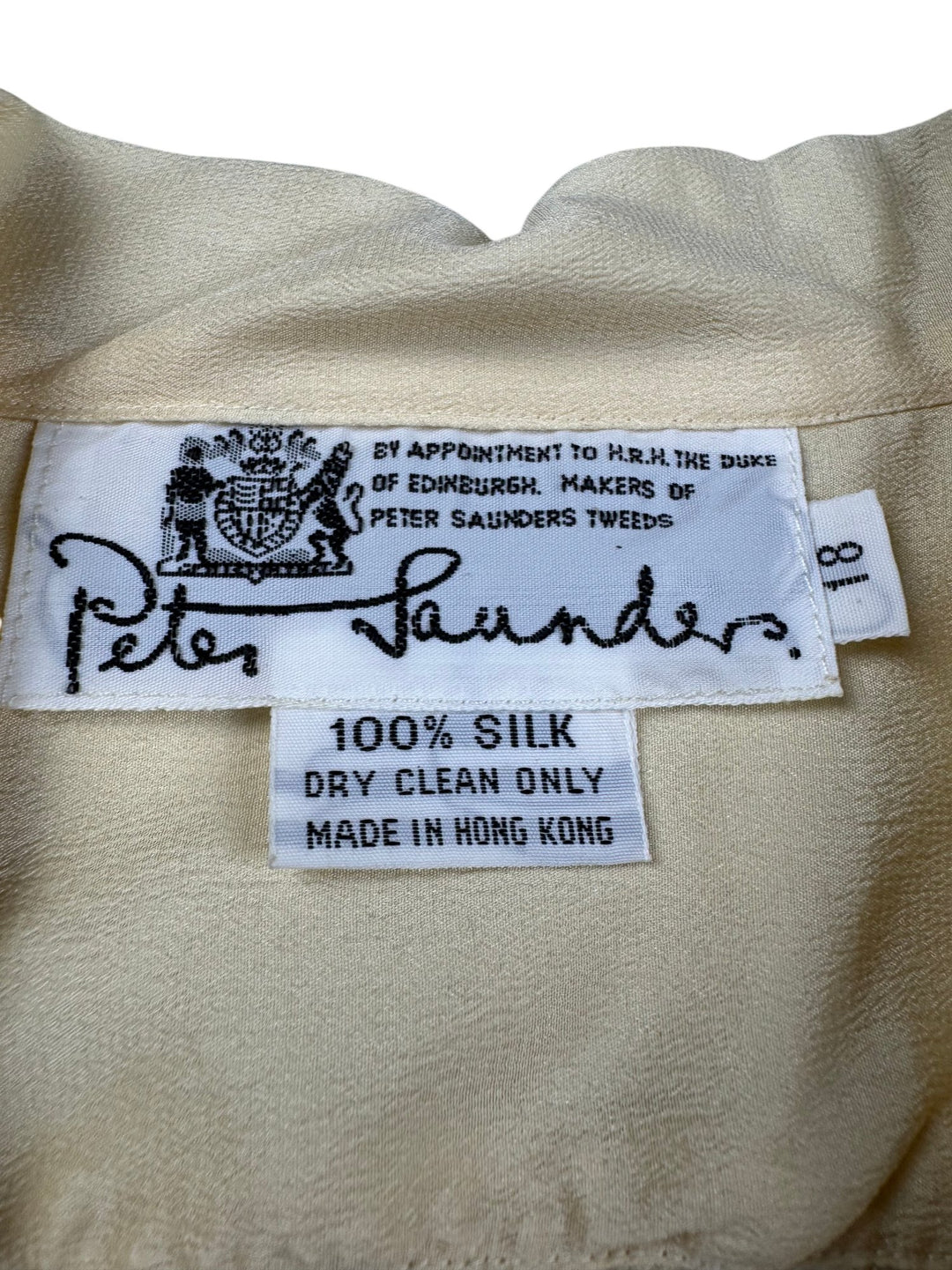 Peter Saunders Ivory Silk Blouse - L - Think Vintage ltd