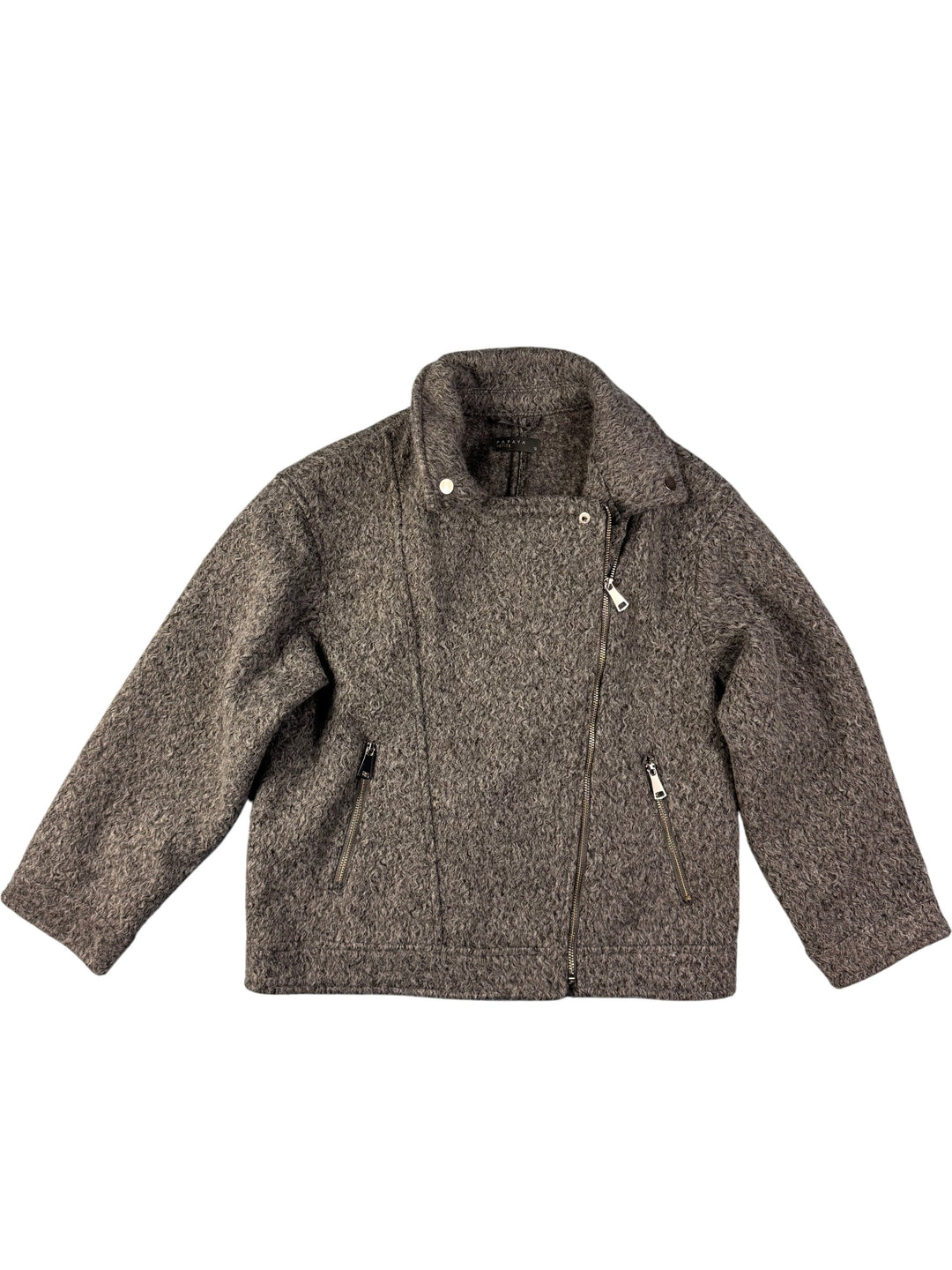 Petite Grey Zipper Jacket - S - Think Vintage