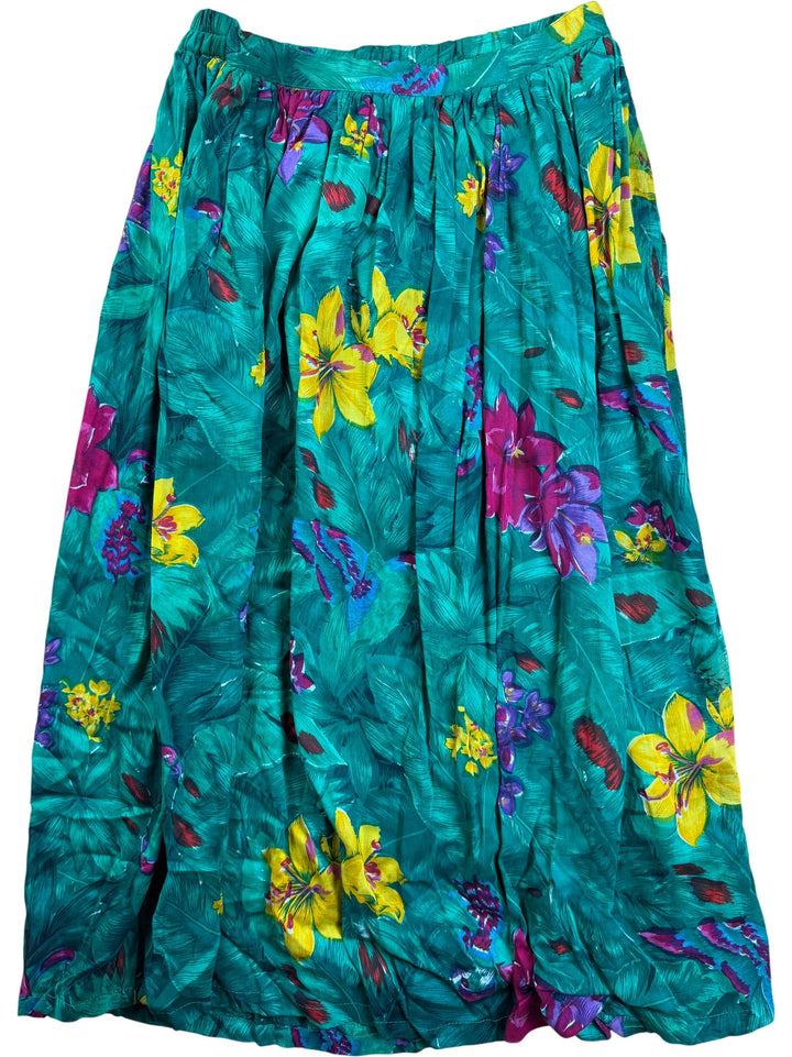 Phool Floral Pleated Skirt - W29 - Think Vintage ltd