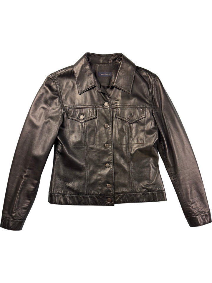 Piazza Sempione Lamb Leather Bomber Jacket - S - Think Vintage ltd