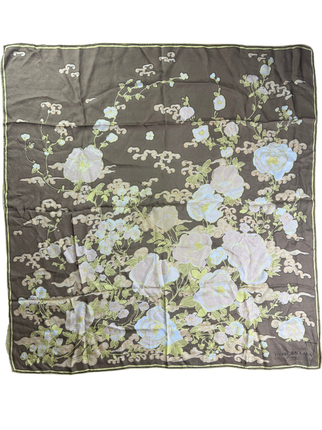Pierre Baccara Floral Silk Scarf - Think Vintage ltd