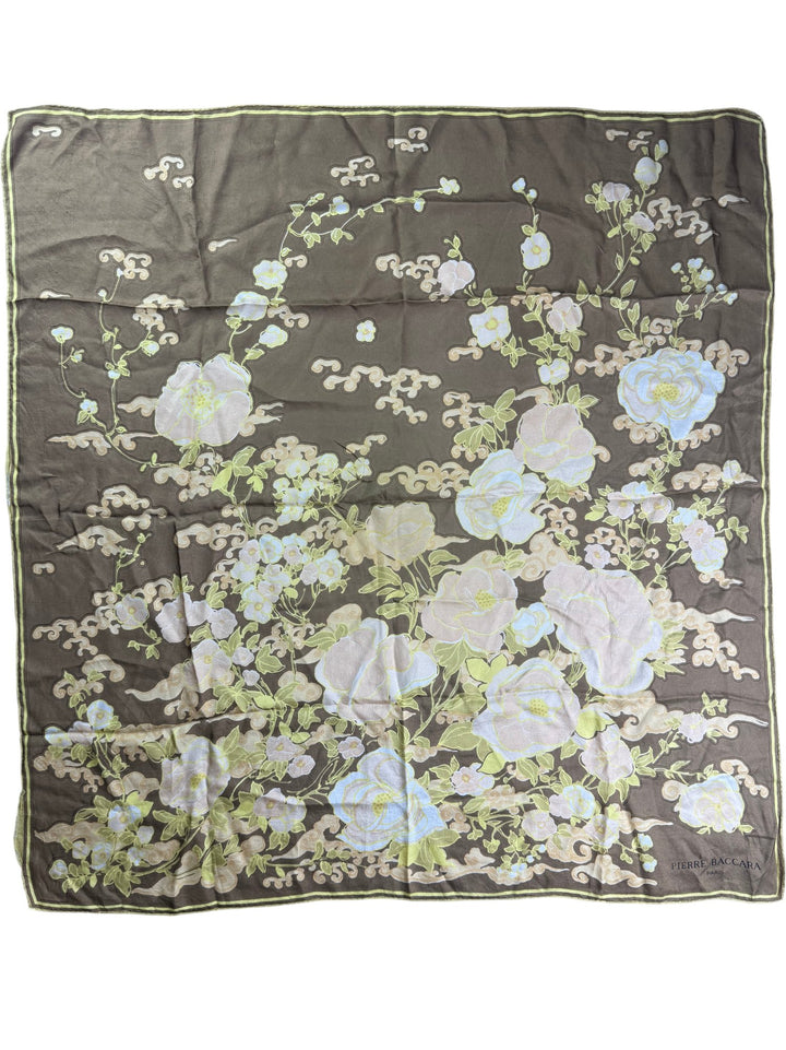 Pierre Baccara Floral Silk Scarf - Think Vintage ltd