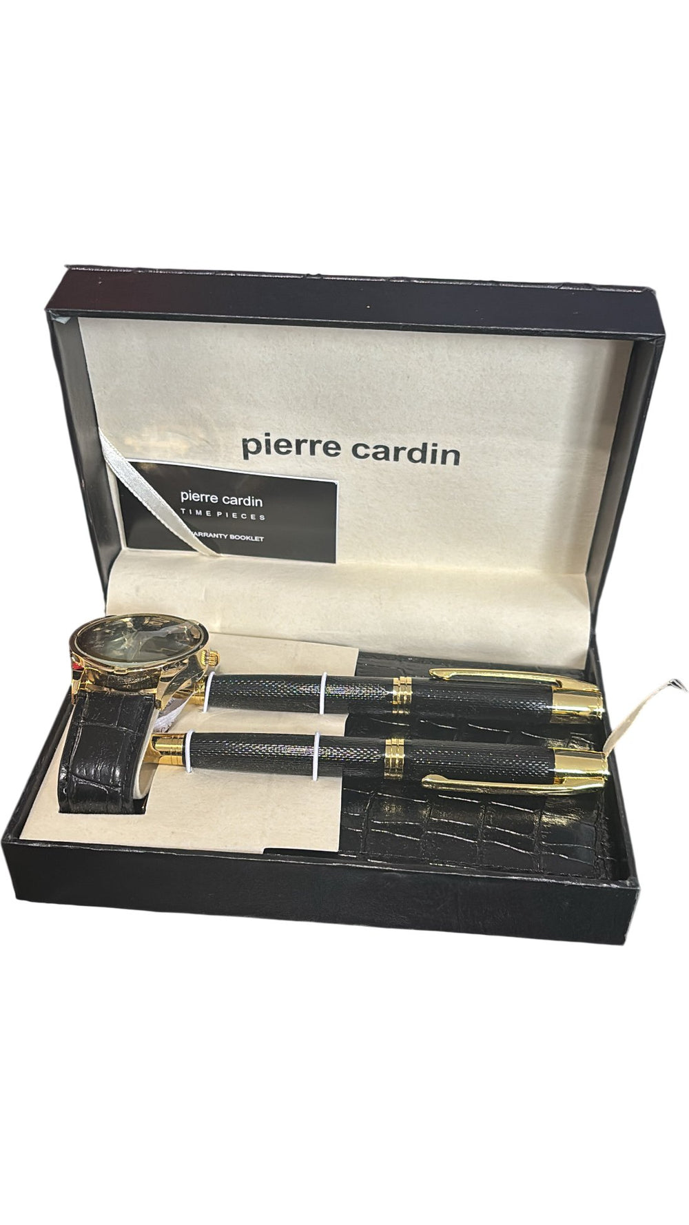 Pierre Cardin Luxury Watch, Wallet And Pen Set Gold Trim Collectable Boxed - Think Vintage ltd