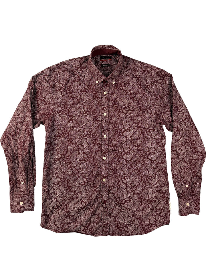 Pierre Cardin Paisley Long Sleeved Shirt - L - Think Vintage