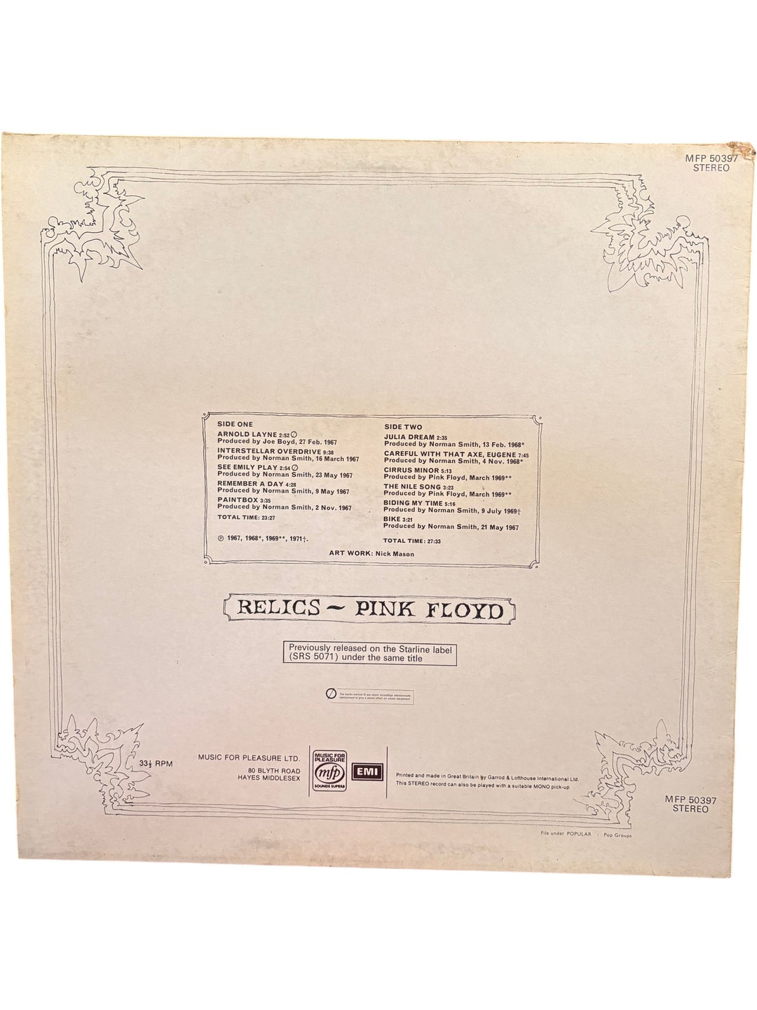 Pink Floyd Relics Vinyl Record - Fair - Think Vintage ltd