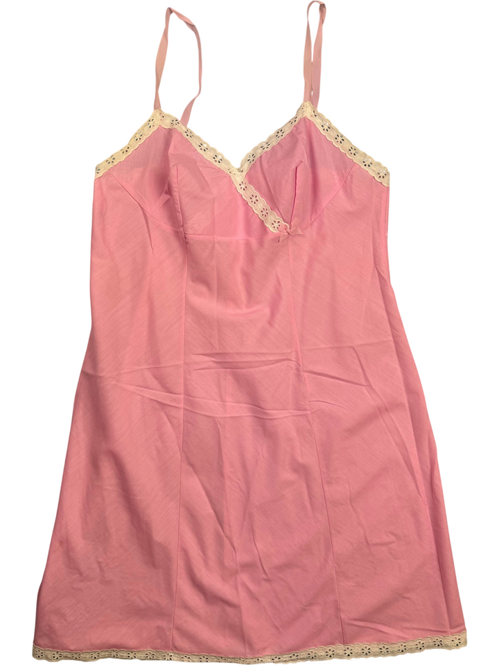 Pink Lace Trim Petticoat - Think Vintage