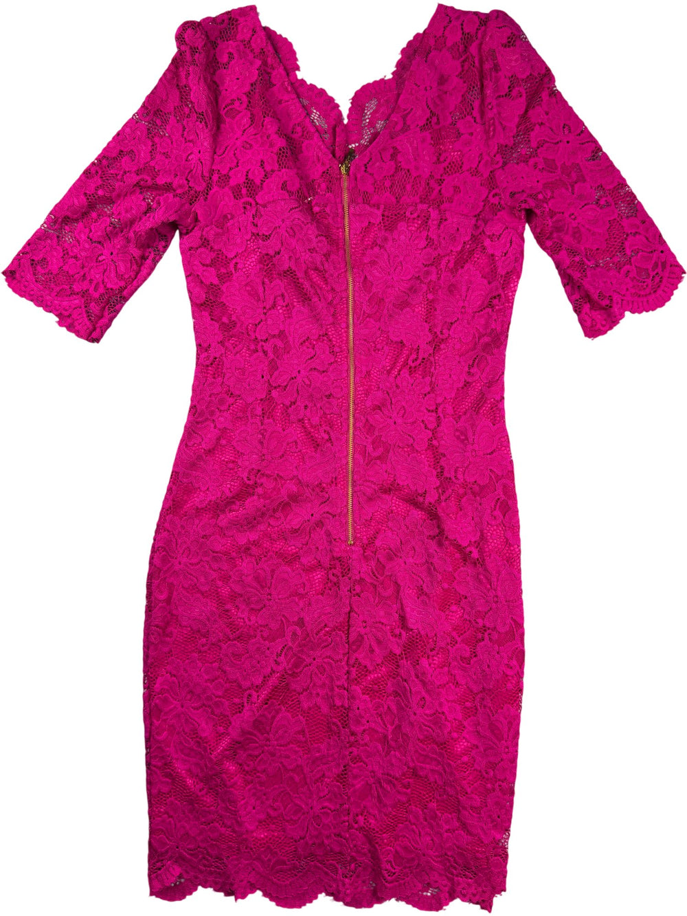 Pink Lace V-Neck Dress - S - Think Vintage ltd