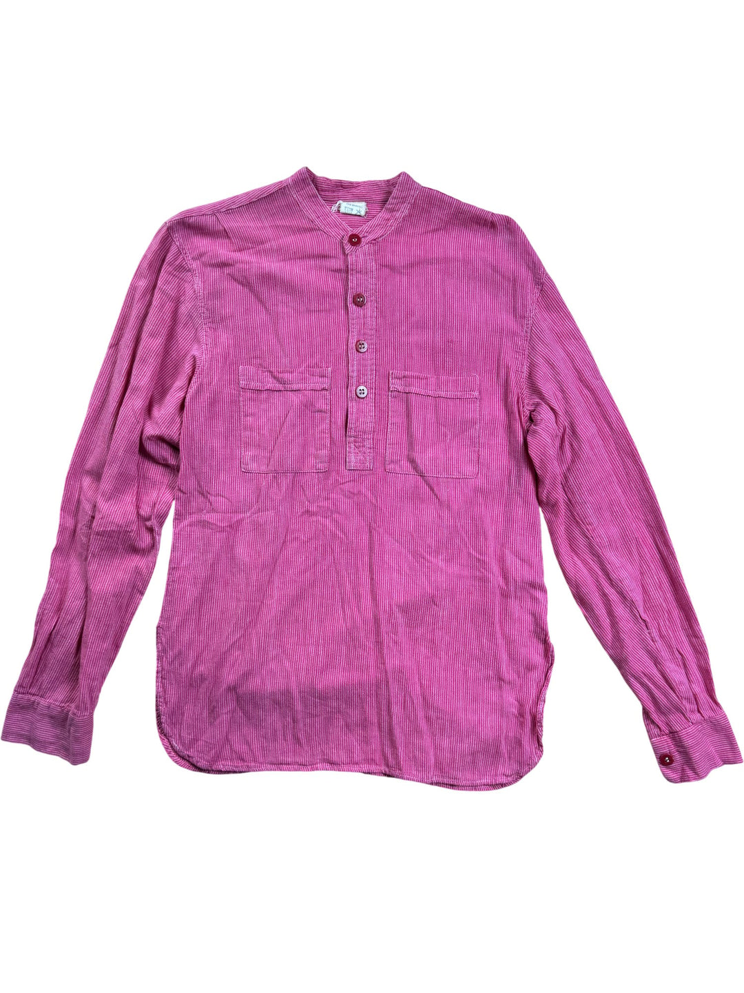 Pink Long Sleeve Button-Up Shirt - S - Think Vintage ltd