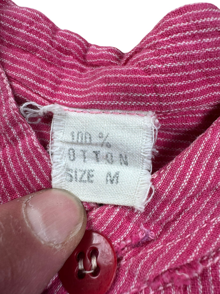 Pink Long Sleeve Button-Up Shirt - S - Think Vintage ltd