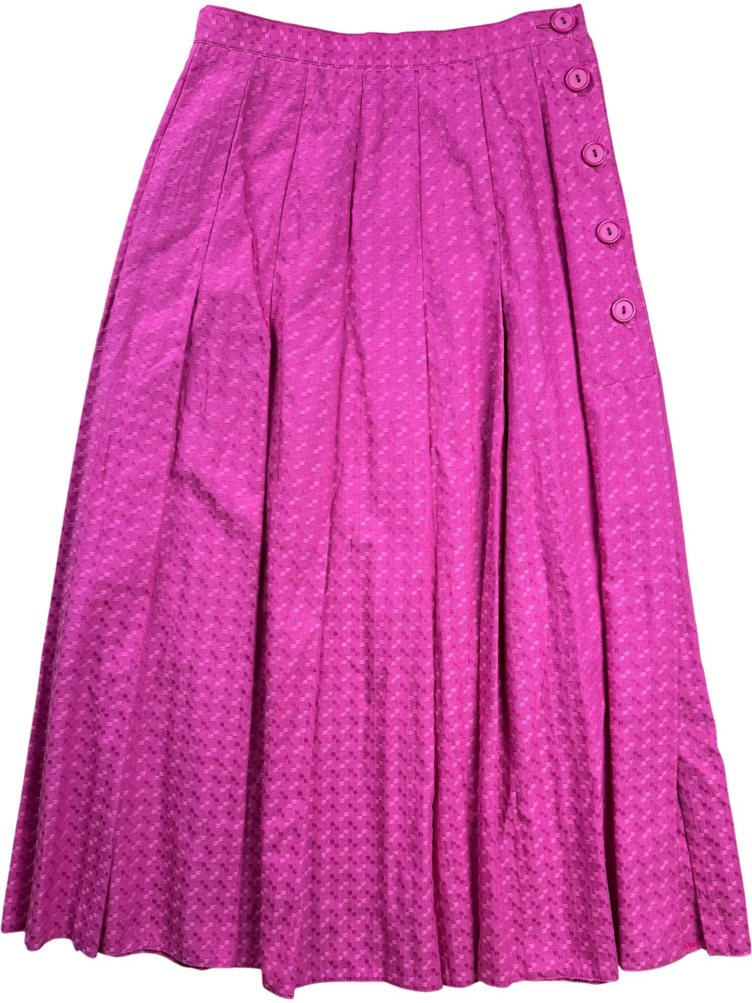 Pink Pleated Button-Up Skirt - W25 - Think Vintage ltd