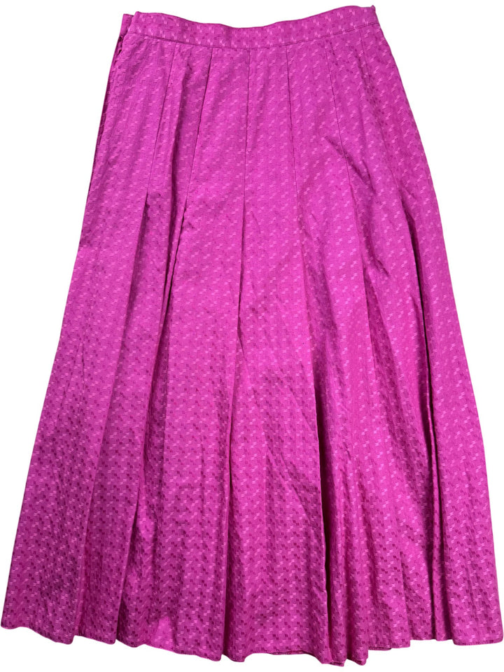 Pink Pleated Button-Up Skirt - W25 - Think Vintage ltd