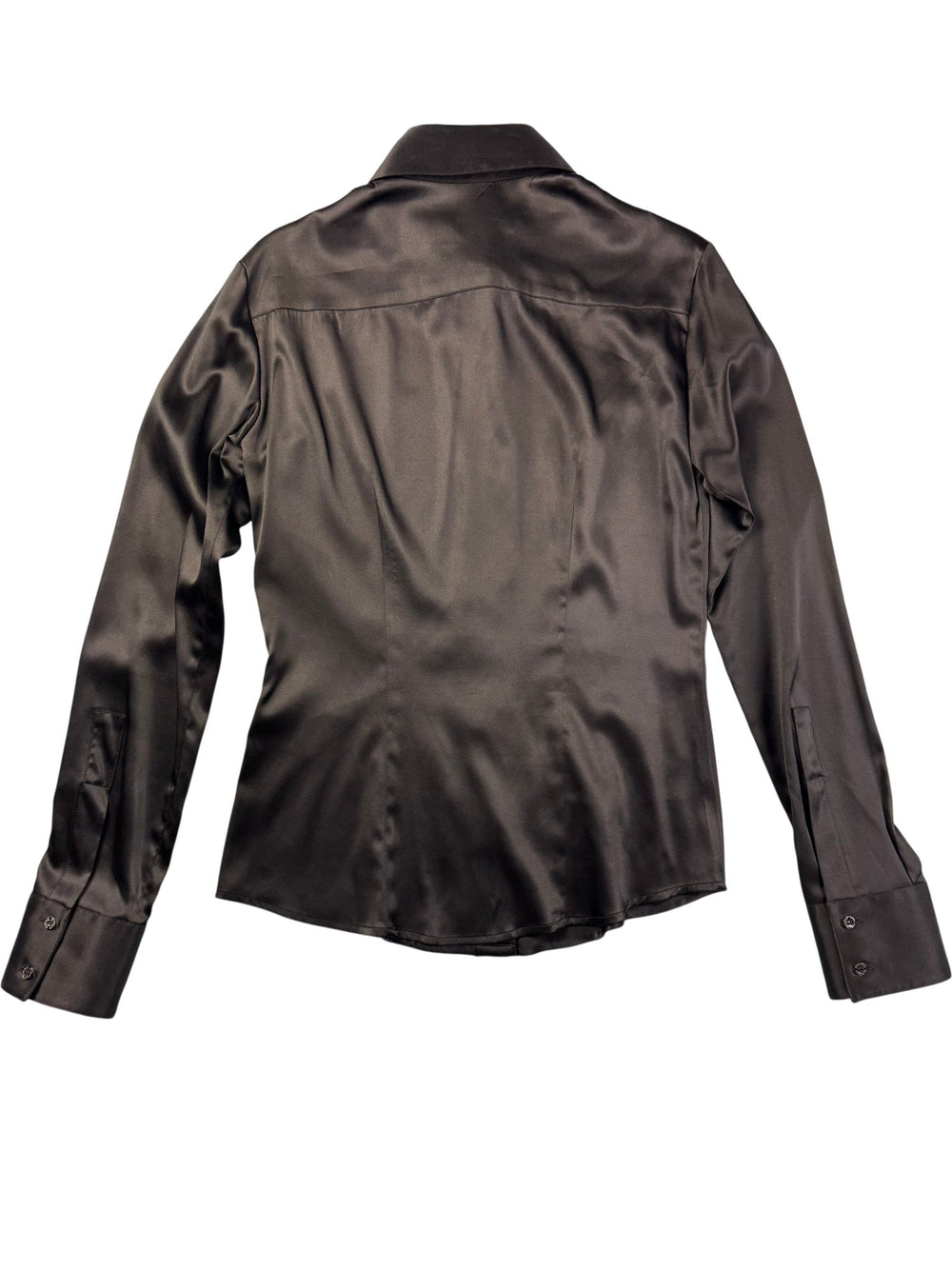 Pinko Black Long Sleeved Silk Blouse - M - Think Vintage ltd