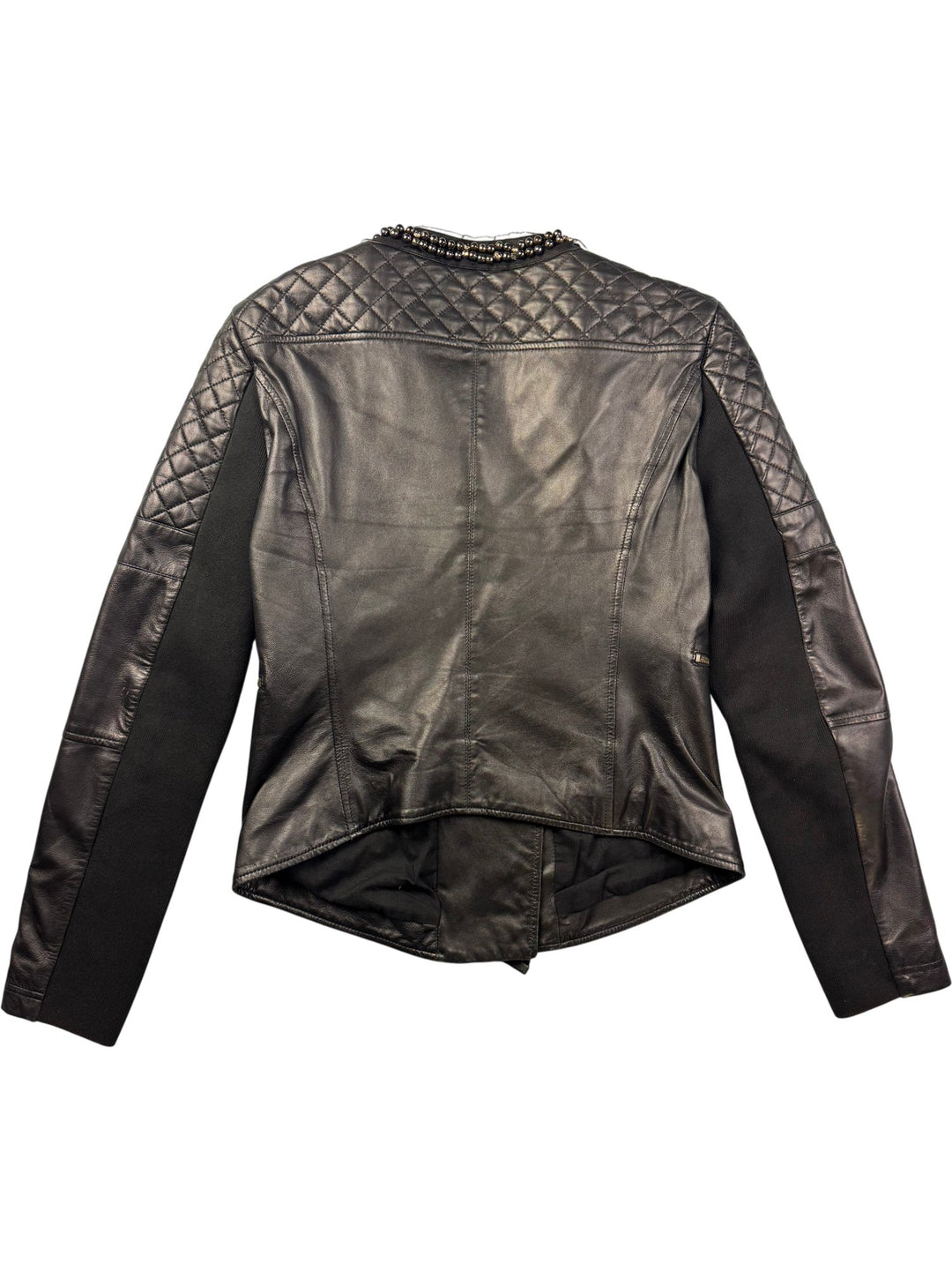 Pinko Lamb Leather Quilted Bomber Jacket - S - Think Vintage ltd