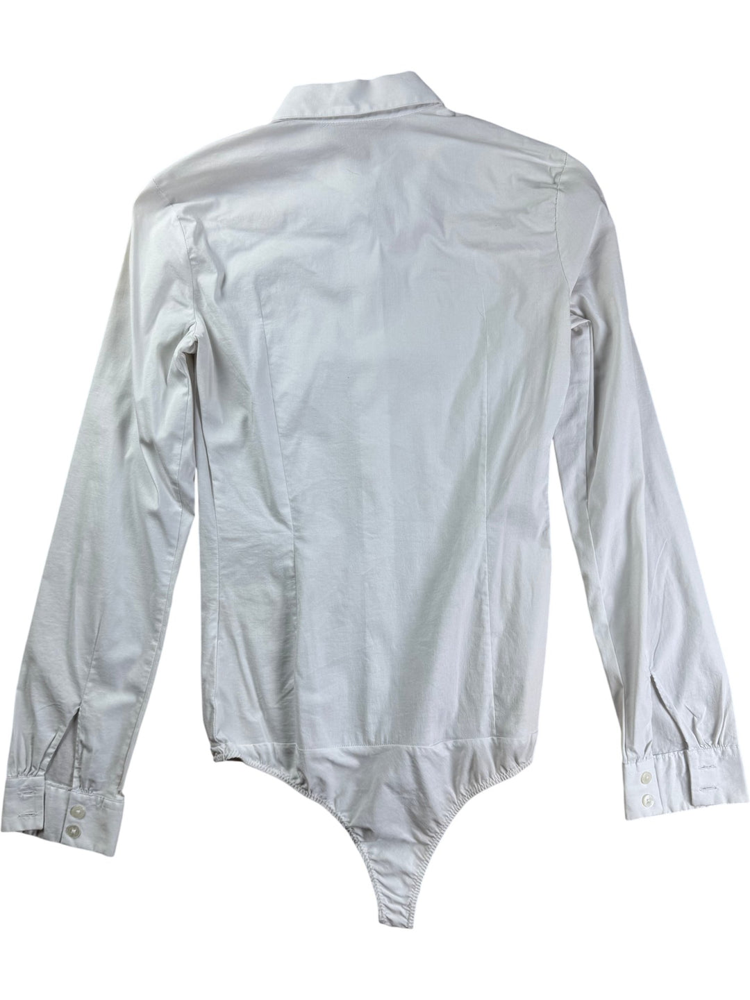 Pinko White Long Sleeve Bodysuit Shirt - S - Think Vintage ltd