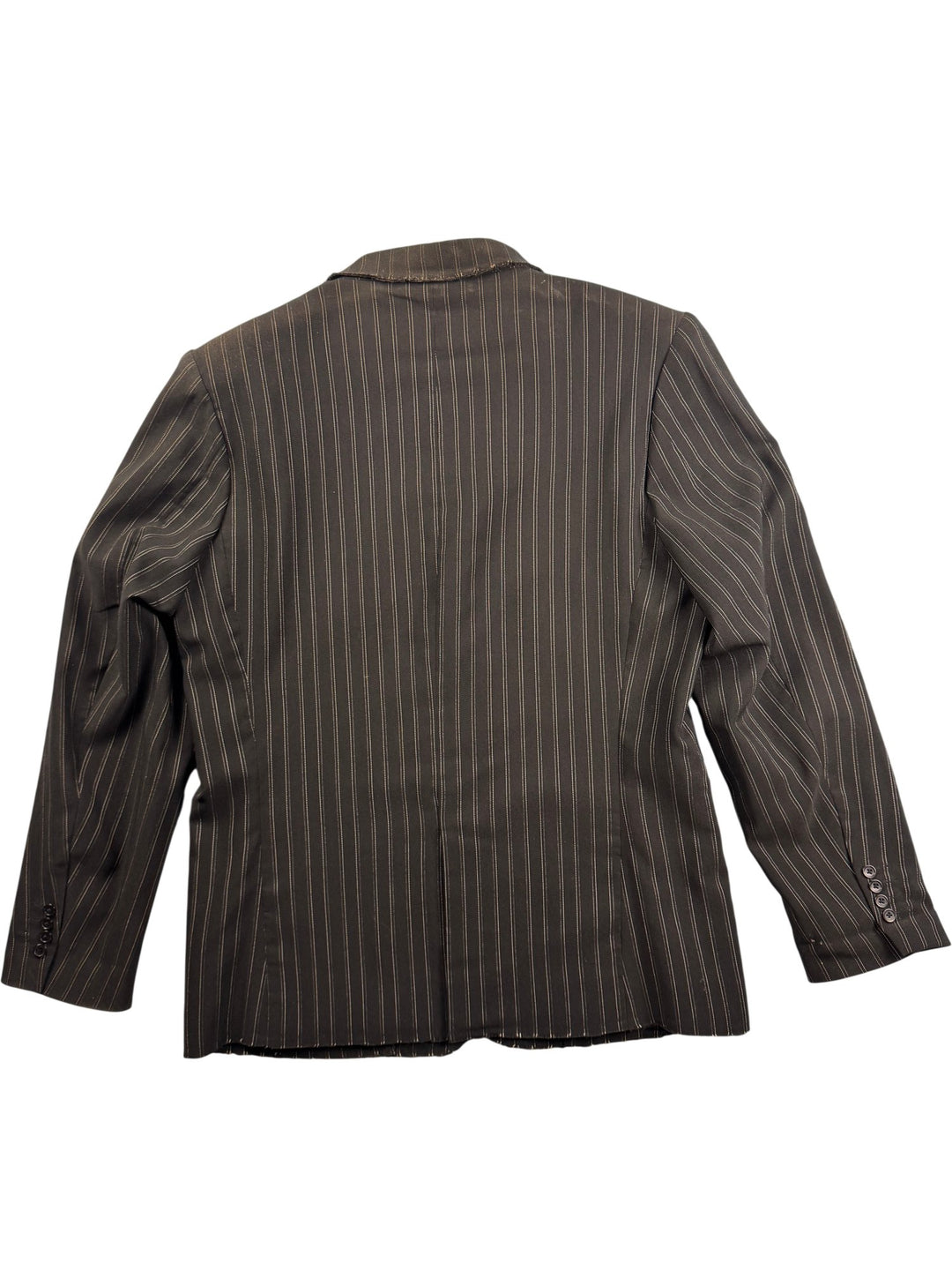 Pinstripe Black Suit Jacket - M - Think Vintage ltd