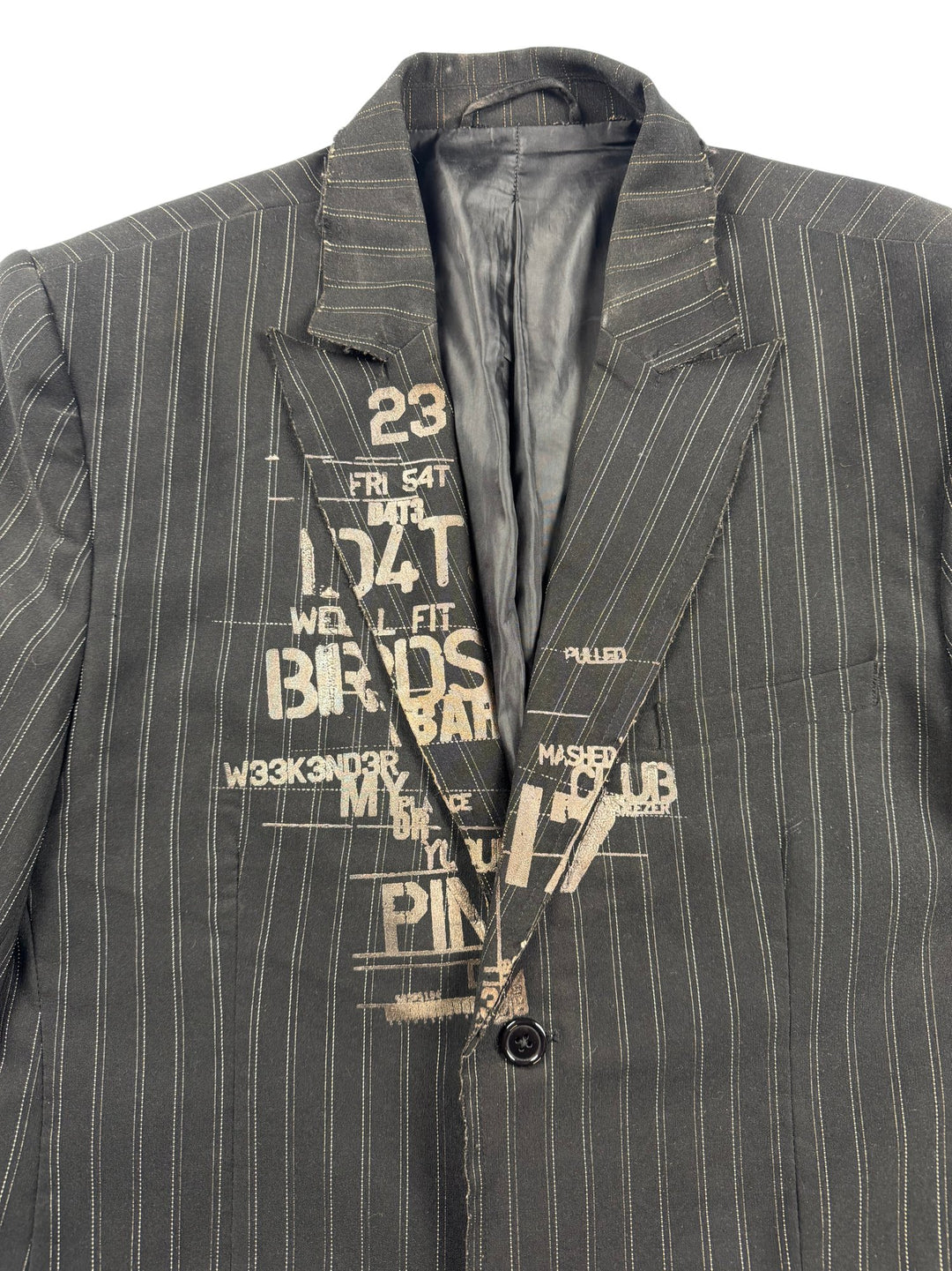 Pinstripe Black Suit Jacket - M - Think Vintage ltd