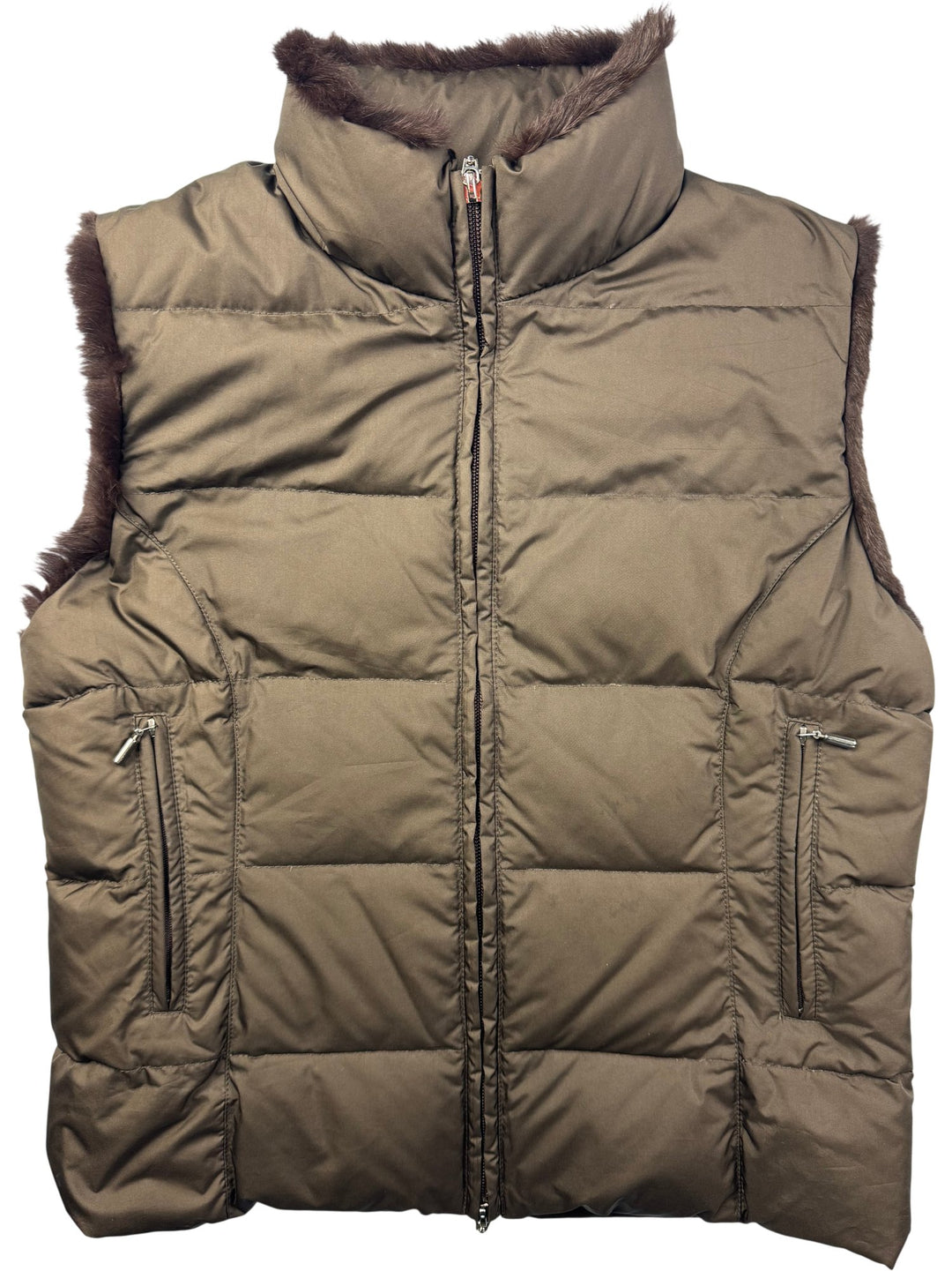 Piumino Siberiano Brown Puffer Vest - M - Think Vintage ltd