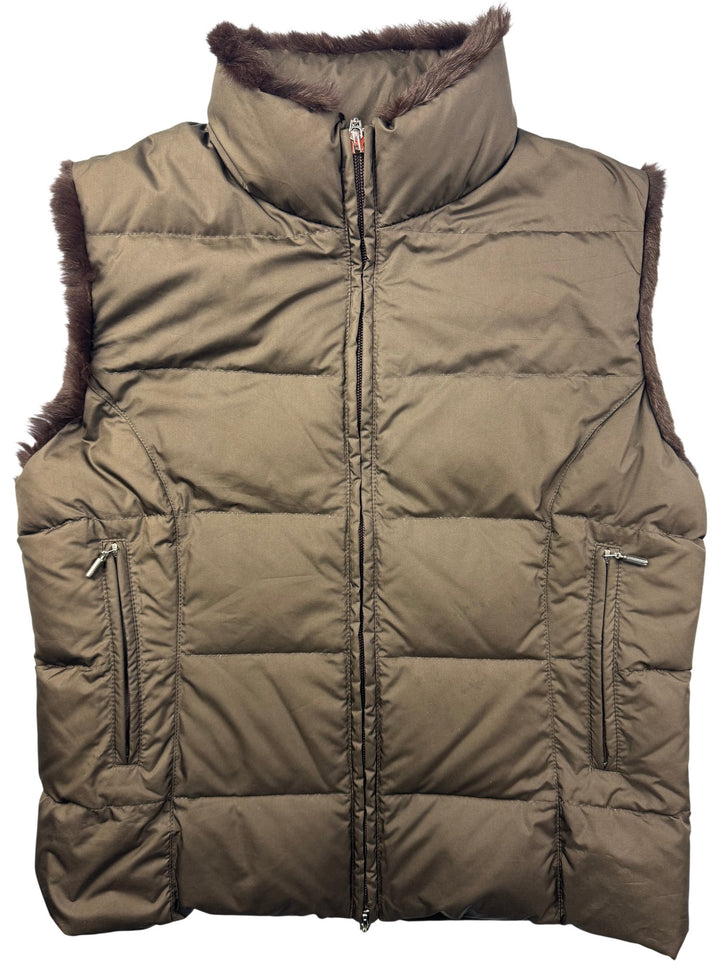 Piumino Siberiano Brown Puffer Vest - M - Think Vintage ltd