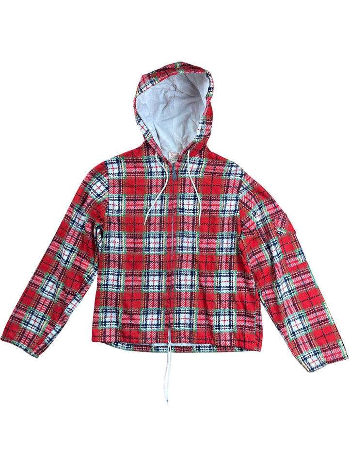 Plaid Hooded Cotton Jacket - M