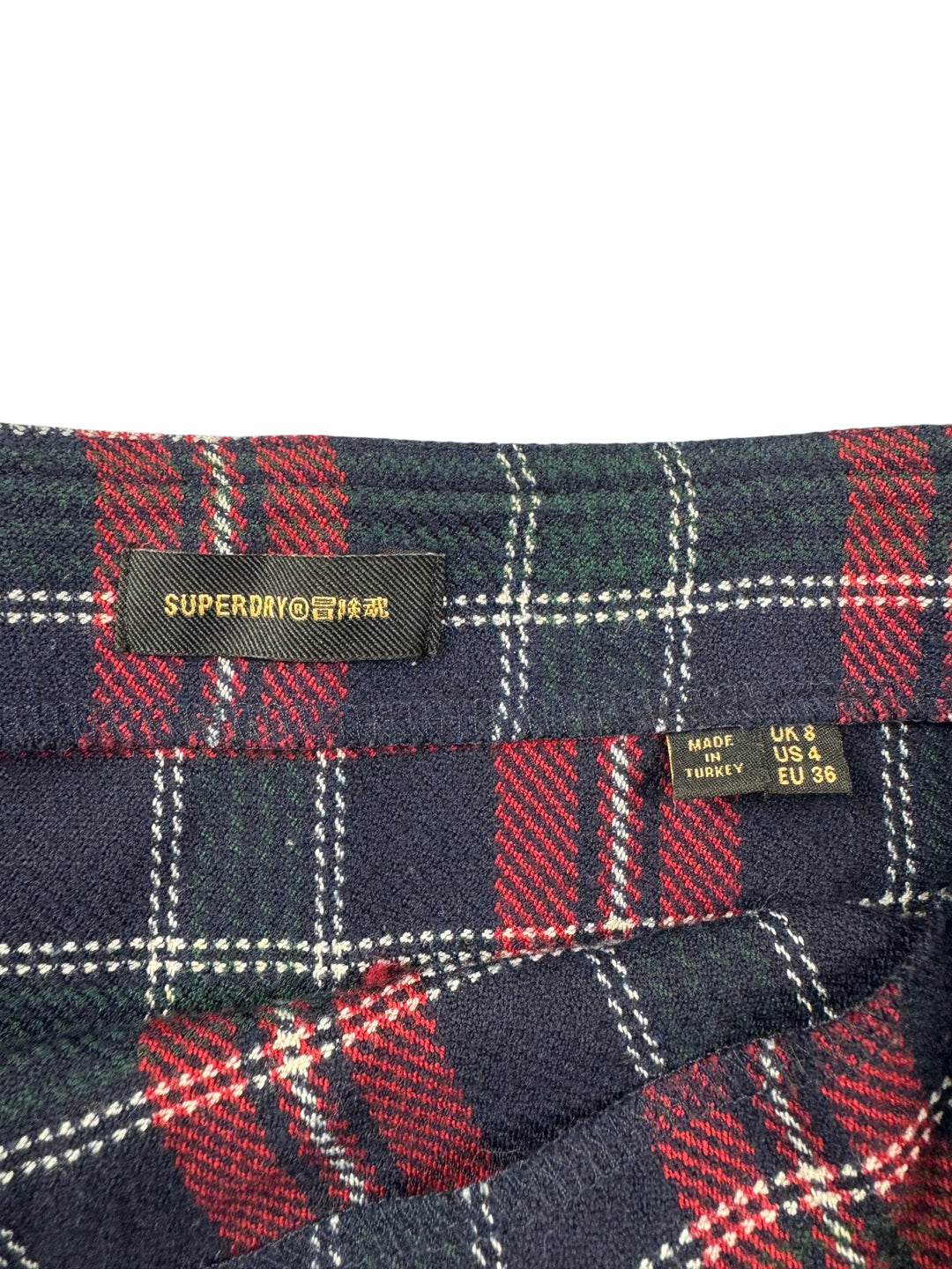 Plaid Pleated Skirt - M - Think Vintage Online Ltd