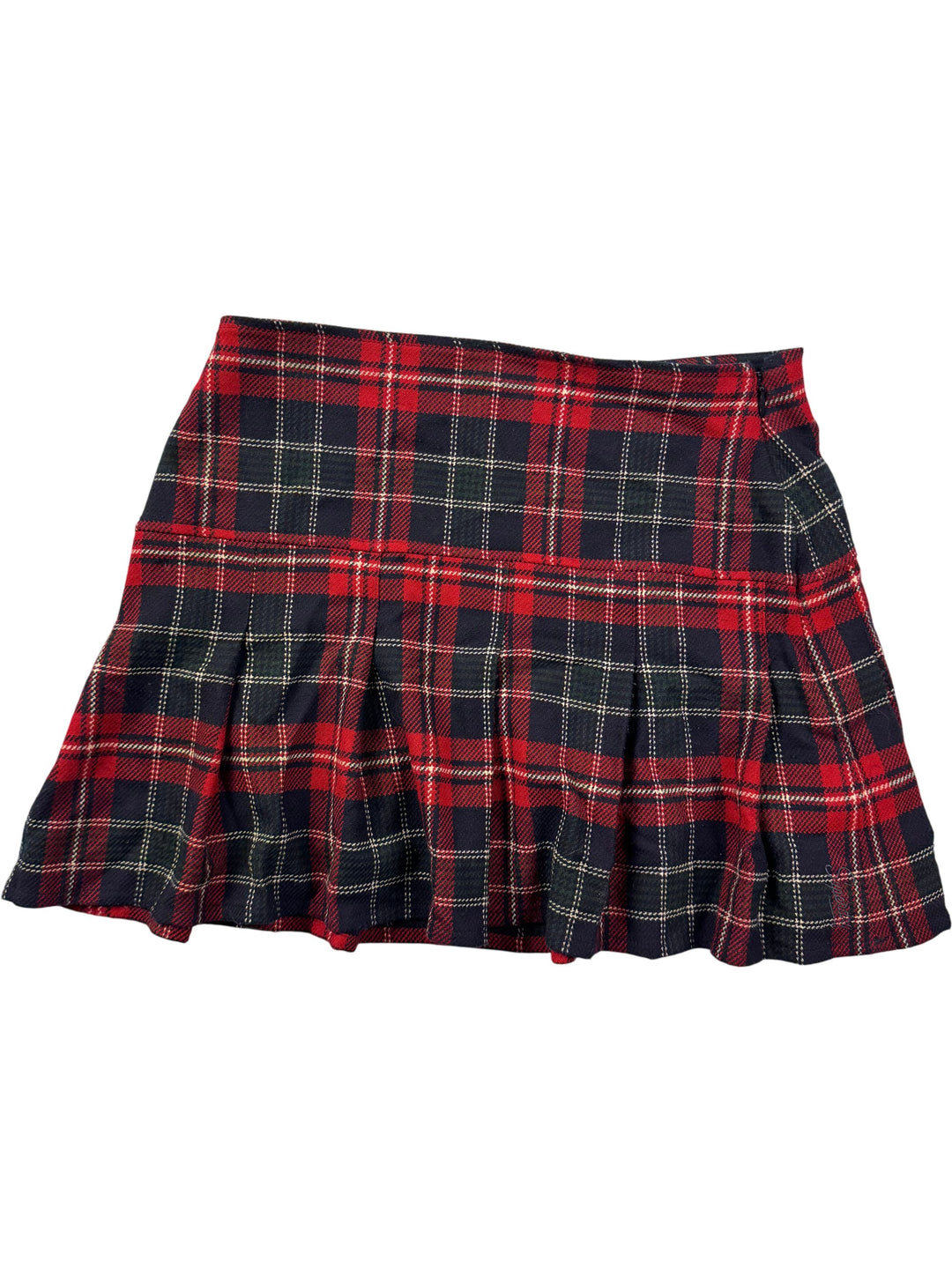 Plaid Pleated Skirt - M - Think Vintage ltd